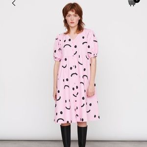 Happy Sad Lazy Oaf Puff sleeve dress pink